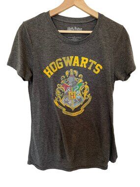 Harry Potter Hogwarts Crest Womens T-Shirt Gray Size M